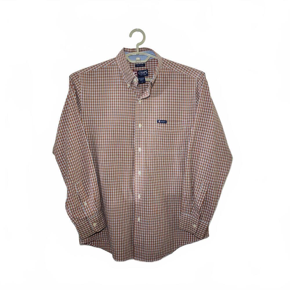 Chaps Men's Orange and White Shirt